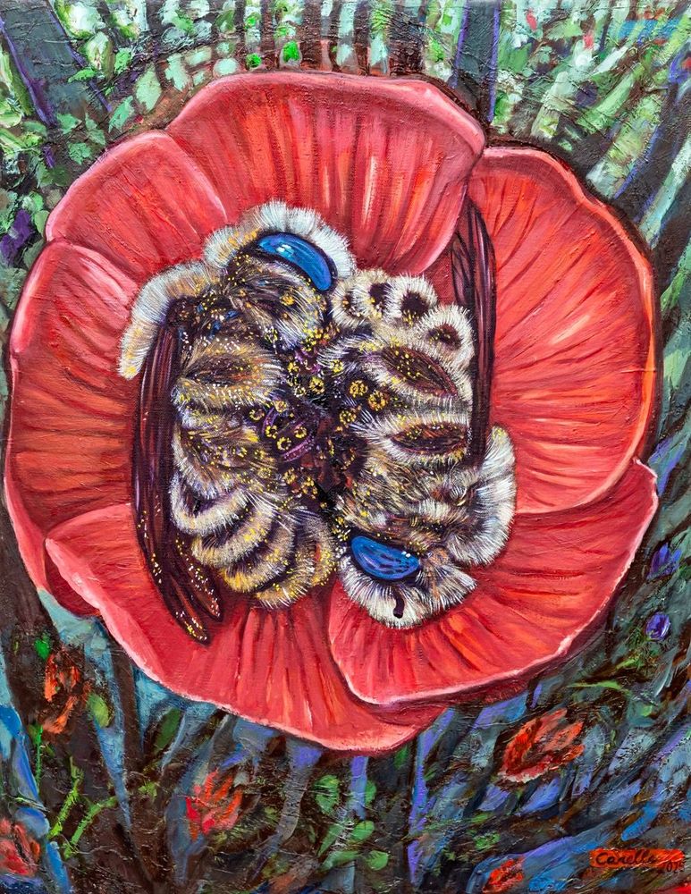 Bees Bed Down in Blooms